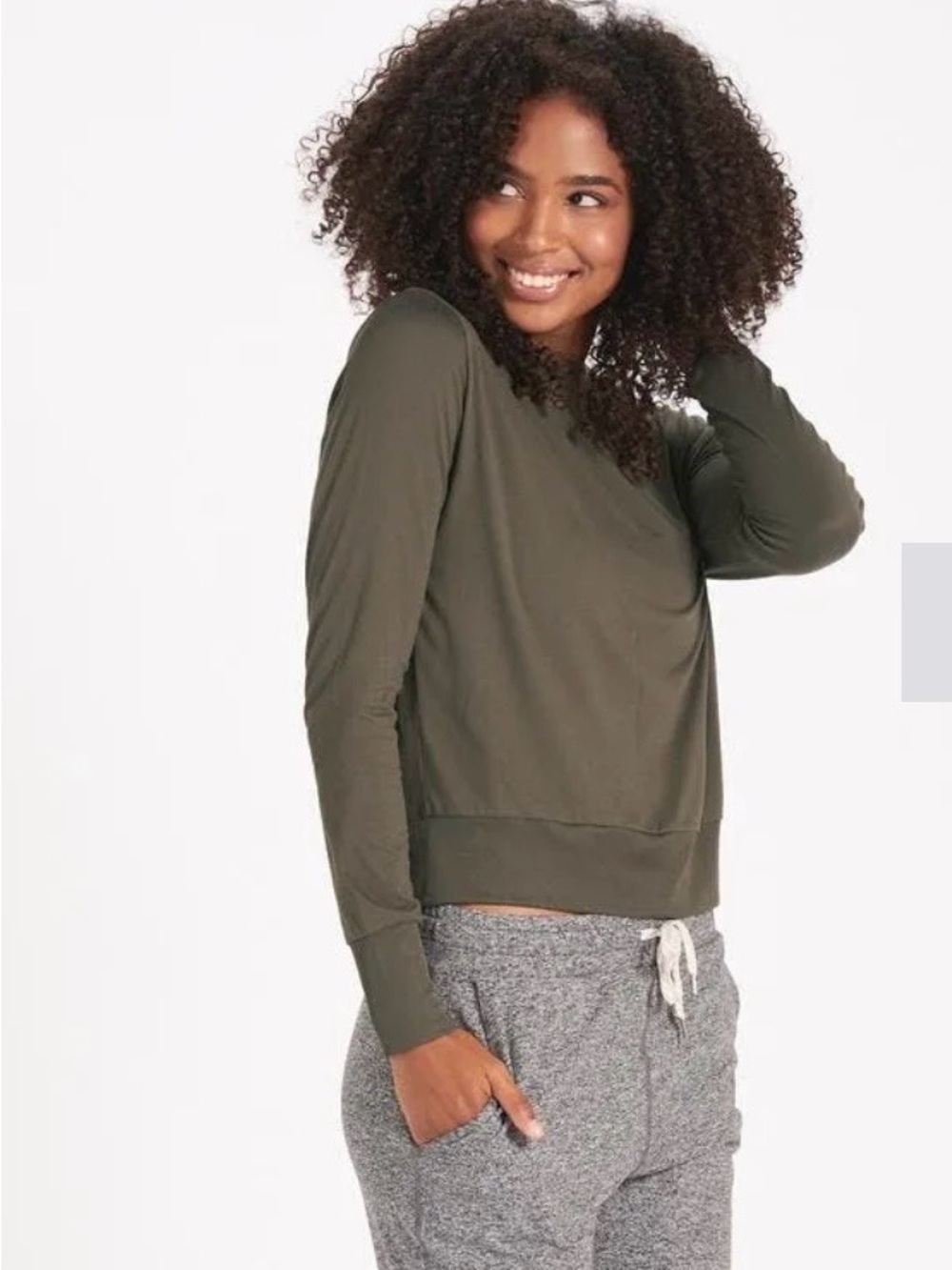Vuori Olive Green Long-Sleeve Pullover Sweatshirt